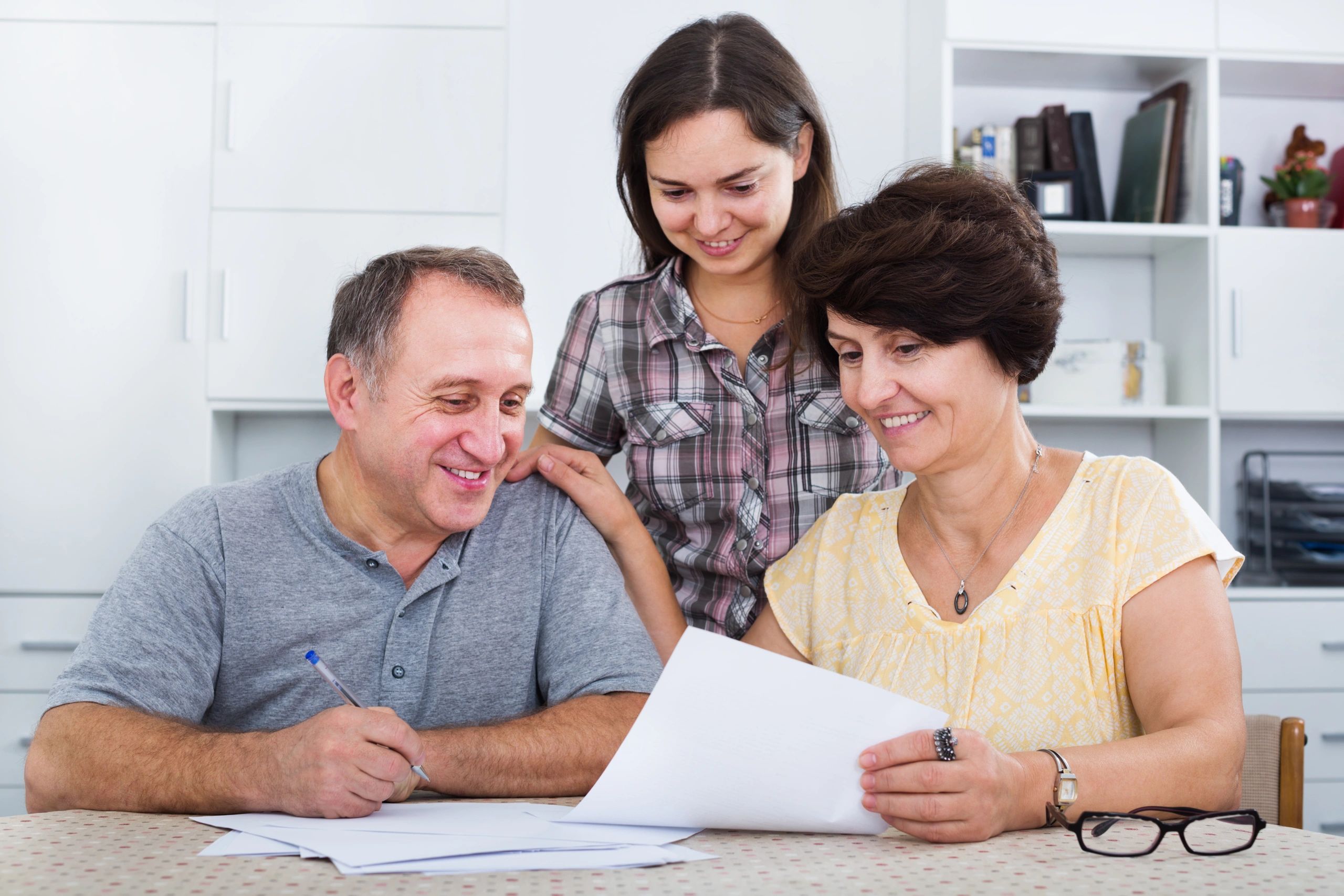 happy family with estate plan documents